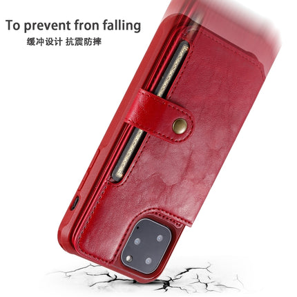 For iPhone 11 Pro Buckle Zipper Shockproof Protective Case with Holder & Card Slots & Wallet & Lanyard & Photos Frame(Coffee)-garmade.com