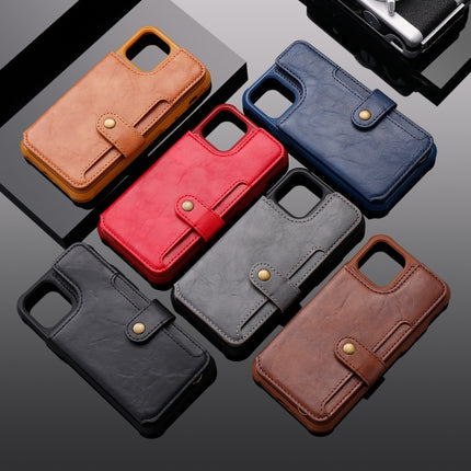 For iPhone 11 Pro Buckle Zipper Shockproof Protective Case with Holder & Card Slots & Wallet & Lanyard & Photos Frame(Coffee)-garmade.com