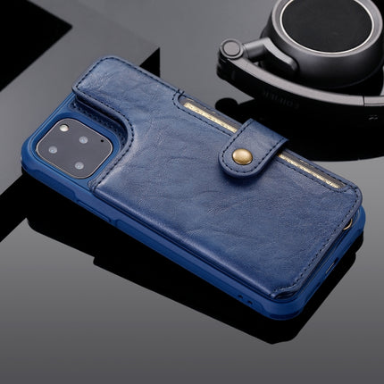 For iPhone 11 Pro Buckle Zipper Shockproof Protective Case with Holder & Card Slots & Wallet & Lanyard & Photos Frame(Blue)-garmade.com