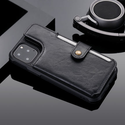 For iPhone 11 Pro Buckle Zipper Shockproof Protective Case with Holder & Card Slots & Wallet & Lanyard & Photos Frame(Black)-garmade.com