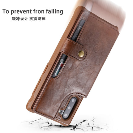 For Galaxy Note 10 Buckle Zipper Shockproof Protective Case with Holder & Card Slots & Wallet & Lanyard & Photos Frame(Red)-garmade.com