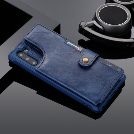 For Galaxy Note 10 Buckle Zipper Shockproof Protective Case with Holder & Card Slots & Wallet & Lanyard & Photos Frame(Blue)-garmade.com