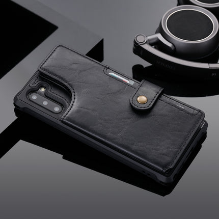 For Galaxy Note 10 Buckle Zipper Shockproof Protective Case with Holder & Card Slots & Wallet & Lanyard & Photos Frame(Black)-garmade.com