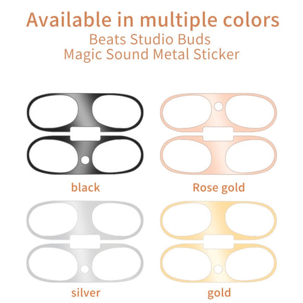 For Beats Studio Buds Wireless Bluetooth Earphone Magic Sound Metal Protective Sticker(Silver)-garmade.com