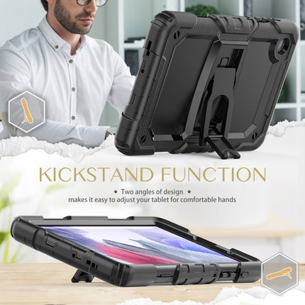 Shockproof Colorful Silica Gel + PC Protective Case with Holder & Shoulder Strap For Samsung Galaxy A7 Lite T220 / T225(Black)-garmade.com