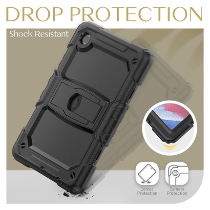 Shockproof Colorful Silica Gel + PC Protective Case with Holder & Shoulder Strap For Samsung Galaxy A7 Lite T220 / T225(Black)-garmade.com