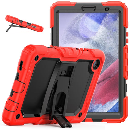 Shockproof Colorful Silica Gel + PC Protective Case with Holder & Shoulder Strap For Samsung Galaxy A7 Lite T220 / T225(Red)-garmade.com