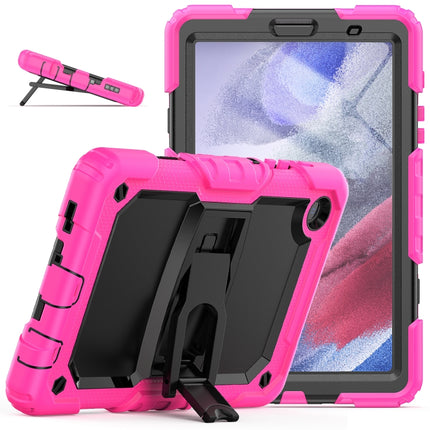 Shockproof Colorful Silica Gel + PC Protective Case with Holder & Shoulder Strap For Samsung Galaxy A7 Lite T220 / T225(Rose Red)-garmade.com