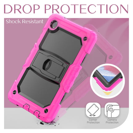 Shockproof Colorful Silica Gel + PC Protective Case with Holder & Shoulder Strap For Samsung Galaxy A7 Lite T220 / T225(Rose Red)-garmade.com