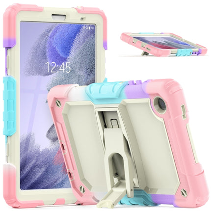 Shockproof Colorful Silica Gel + PC Protective Case with Holder & Shoulder Strap For Samsung Galaxy A7 Lite T220 / T225(Colorful Pink)-garmade.com