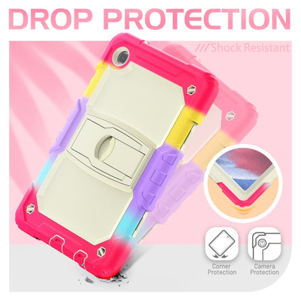 Shockproof Colorful Silica Gel + PC Protective Case with Holder & Shoulder Strap For Samsung Galaxy A7 Lite T220 / T225(Colorful Red)-garmade.com