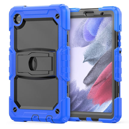 Shockproof Colorful Silica Gel + PC Protective Case with Holder & Shoulder Strap For Samsung Galaxy A7 Lite T220 / T225(Dark Blue)-garmade.com