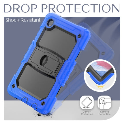 Shockproof Colorful Silica Gel + PC Protective Case with Holder & Shoulder Strap For Samsung Galaxy A7 Lite T220 / T225(Dark Blue)-garmade.com