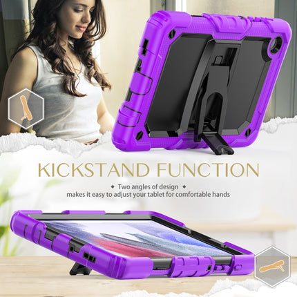 Shockproof Colorful Silica Gel + PC Protective Case with Holder & Shoulder Strap For Samsung Galaxy A7 Lite T220 / T225(Purple)-garmade.com