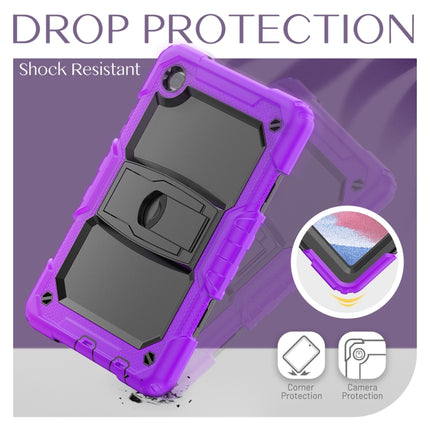 Shockproof Colorful Silica Gel + PC Protective Case with Holder & Shoulder Strap For Samsung Galaxy A7 Lite T220 / T225(Purple)-garmade.com