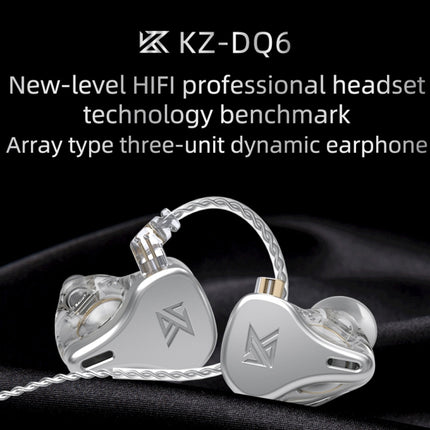 KZ DQ6 3-unit Dynamic HiFi In-Ear Wired Earphone With Mic(Silver)-garmade.com