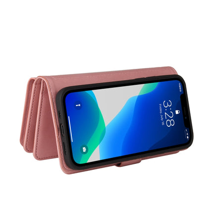 Skin Feel PU + TPU Horizontal Flip Leather Case with Holder & 15 Cards Slot & Wallet & Zipper Pocket & Lanyard For iPhone 13 Pro(Pink)-garmade.com