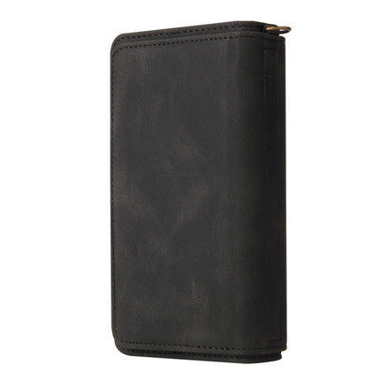 Skin Feel PU + TPU Horizontal Flip Leather Case with Holder & 15 Cards Slot & Wallet & Zipper Pocket & Lanyard For iPhone 13(Black)-garmade.com