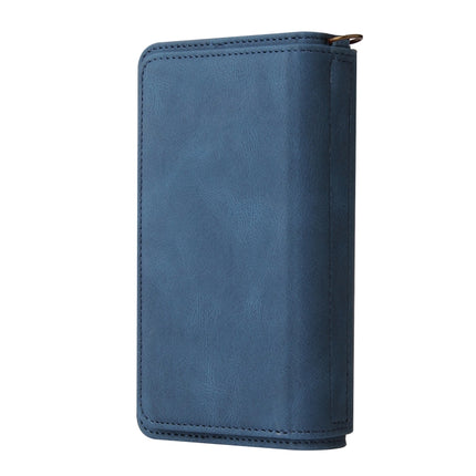 Skin Feel PU + TPU Horizontal Flip Leather Case with Holder & 15 Cards Slot & Wallet & Zipper Pocket & Lanyard For iPhone 13(Blue)-garmade.com