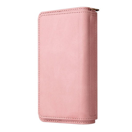 Skin Feel PU + TPU Horizontal Flip Leather Case with Holder & 15 Cards Slot & Wallet & Zipper Pocket & Lanyard For iPhone 13 mini(Pink)-garmade.com
