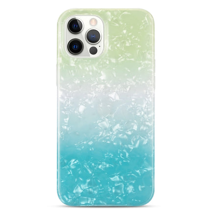 Gradient Color Shell Texture IMD TPU Shockproof Case For iPhone 13(Gradient Green Blue)-garmade.com