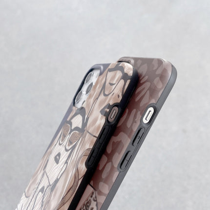 Shockproof Half-inclusive Leopard Pattern Protective Case For iPhone 13(Glasses Girl)-garmade.com