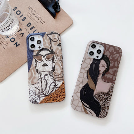Shockproof Half-inclusive Leopard Pattern Protective Case For iPhone 13 Pro(Glasses Girl)-garmade.com