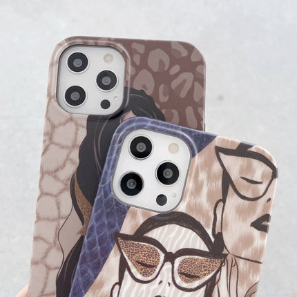 Shockproof Half-inclusive Leopard Pattern Protective Case For iPhone 13 Pro(Long-haired Girl)-garmade.com