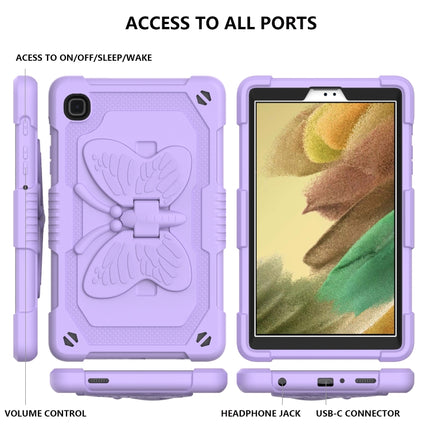 Pure Color PC + Silicone Anti-drop Protective Case with Butterfly Shape Holder & Pen Slot For Samsung Galaxy Tab A7 Lite 8.7 SM-T220 / SM-T225(Light Purple)-garmade.com