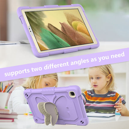 Beige PC + Silicone Anti-drop Protective Case with Butterfly Shape Holder & Pen Slot For Samsung Galaxy Tab A7 Lite 8.7 SM-T220 / SM-T225(Beige + Light Purple)-garmade.com