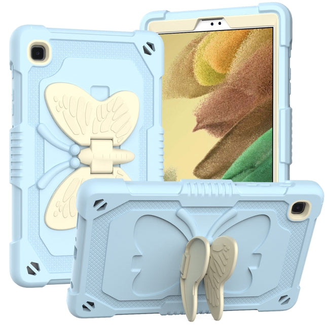 Beige PC + Silicone Anti-drop Protective Case with Butterfly Shape Holder & Pen Slot For Samsung Galaxy Tab A7 Lite 8.7 SM-T220 / SM-T225(Beige + Ice Crystal Blue)-garmade.com