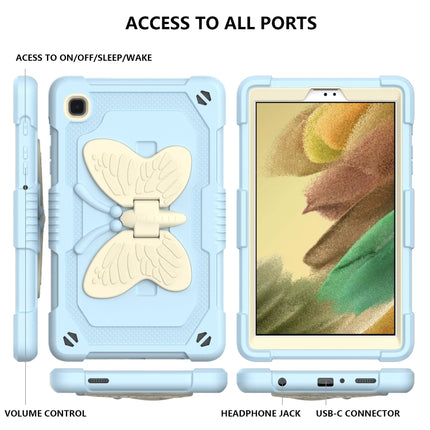Beige PC + Silicone Anti-drop Protective Case with Butterfly Shape Holder & Pen Slot For Samsung Galaxy Tab A7 Lite 8.7 SM-T220 / SM-T225(Beige + Ice Crystal Blue)-garmade.com