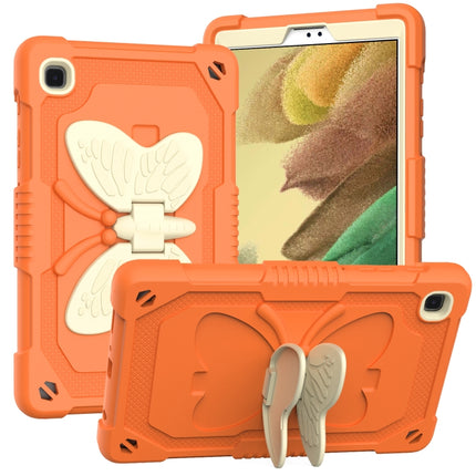 Beige PC + Silicone Anti-drop Protective Case with Butterfly Shape Holder & Pen Slot For Samsung Galaxy Tab A7 Lite 8.7 SM-T220 / SM-T225(Beige + Kumquat)-garmade.com