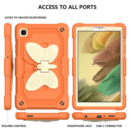 Beige PC + Silicone Anti-drop Protective Case with Butterfly Shape Holder & Pen Slot For Samsung Galaxy Tab A7 Lite 8.7 SM-T220 / SM-T225(Beige + Kumquat)-garmade.com