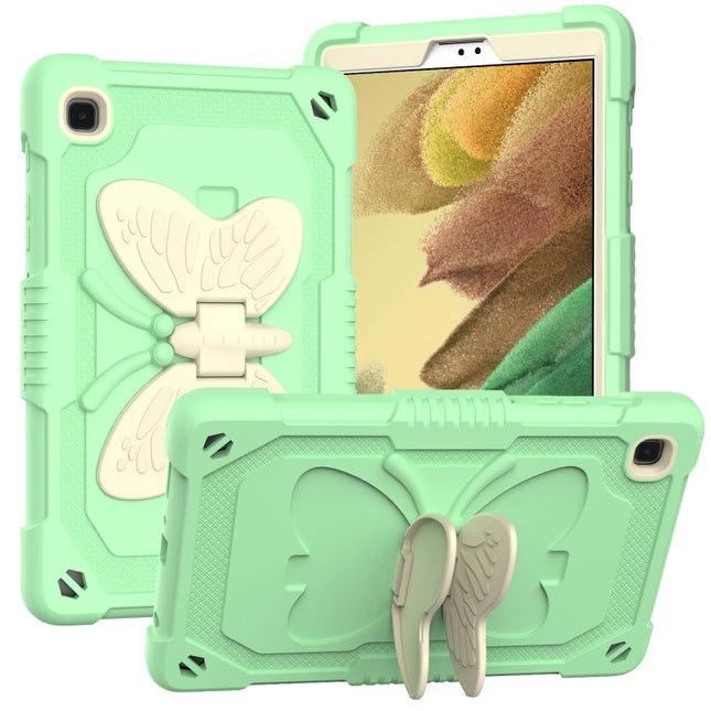 Beige PC + Silicone Anti-drop Protective Case with Butterfly Shape Holder & Pen Slot For Samsung Galaxy Tab A7 Lite 8.7 SM-T220 / SM-T225(Beige + Fresh Green)-garmade.com
