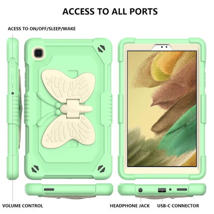 Beige PC + Silicone Anti-drop Protective Case with Butterfly Shape Holder & Pen Slot For Samsung Galaxy Tab A7 Lite 8.7 SM-T220 / SM-T225(Beige + Fresh Green)-garmade.com