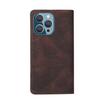 Simple Suction Closure Horizontal Flip Leather Case with Holder & Card Slot & Wallet For iPhone 13 Pro Max(Brown)-garmade.com