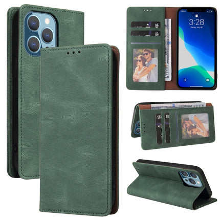Simple Suction Closure Horizontal Flip Leather Case with Holder & Card Slot & Wallet For iPhone 13 Pro(Green)-garmade.com