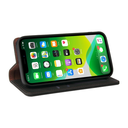 Simple Suction Closure Horizontal Flip Leather Case with Holder & Card Slot & Wallet For iPhone 13(Black)-garmade.com