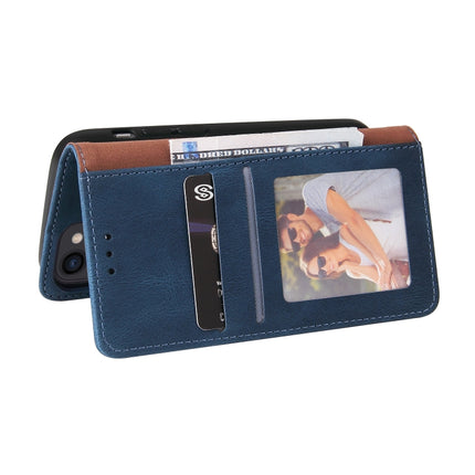 Simple Suction Closure Horizontal Flip Leather Case with Holder & Card Slot & Wallet For iPhone 13(Blue)-garmade.com