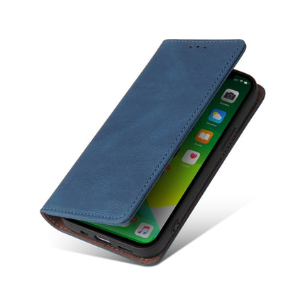 Simple Suction Closure Horizontal Flip Leather Case with Holder & Card Slot & Wallet For iPhone 13(Blue)-garmade.com