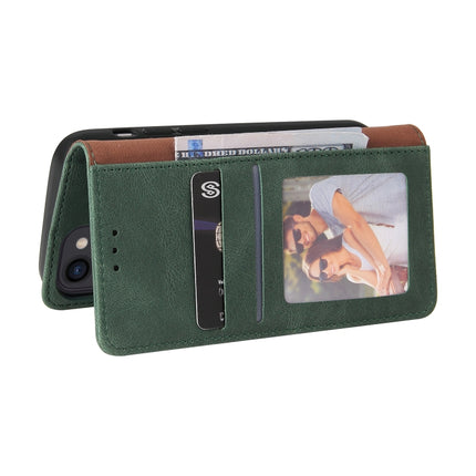 Simple Suction Closure Horizontal Flip Leather Case with Holder & Card Slot & Wallet For iPhone 13(Green)-garmade.com