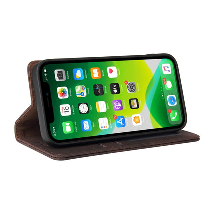 Simple Suction Closure Horizontal Flip Leather Case with Holder & Card Slot & Wallet For iPhone 13(Brown)-garmade.com