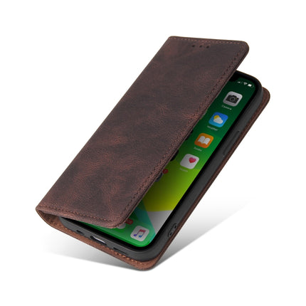 Simple Suction Closure Horizontal Flip Leather Case with Holder & Card Slot & Wallet For iPhone 13(Brown)-garmade.com