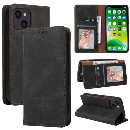 Simple Suction Closure Horizontal Flip Leather Case with Holder & Card Slot & Wallet For iPhone 13 mini(Black)-garmade.com