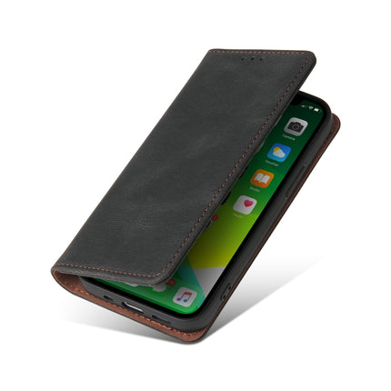 Simple Suction Closure Horizontal Flip Leather Case with Holder & Card Slot & Wallet For iPhone 13 mini(Black)-garmade.com