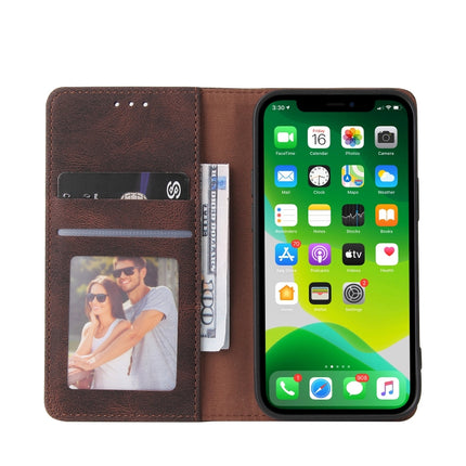 Simple Suction Closure Horizontal Flip Leather Case with Holder & Card Slot & Wallet For iPhone 13 mini(Brown)-garmade.com