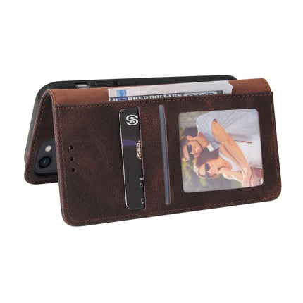Simple Suction Closure Horizontal Flip Leather Case with Holder & Card Slot & Wallet For iPhone 13 mini(Brown)-garmade.com