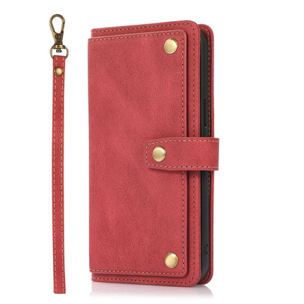 PU + TPU Horizontal Flip Leather Case with Holder & Card Slot & Wallet & Lanyard For iPhone 13 mini(Wine Red)-garmade.com