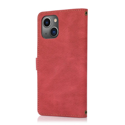 PU + TPU Horizontal Flip Leather Case with Holder & Card Slot & Wallet & Lanyard For iPhone 13 mini(Wine Red)-garmade.com